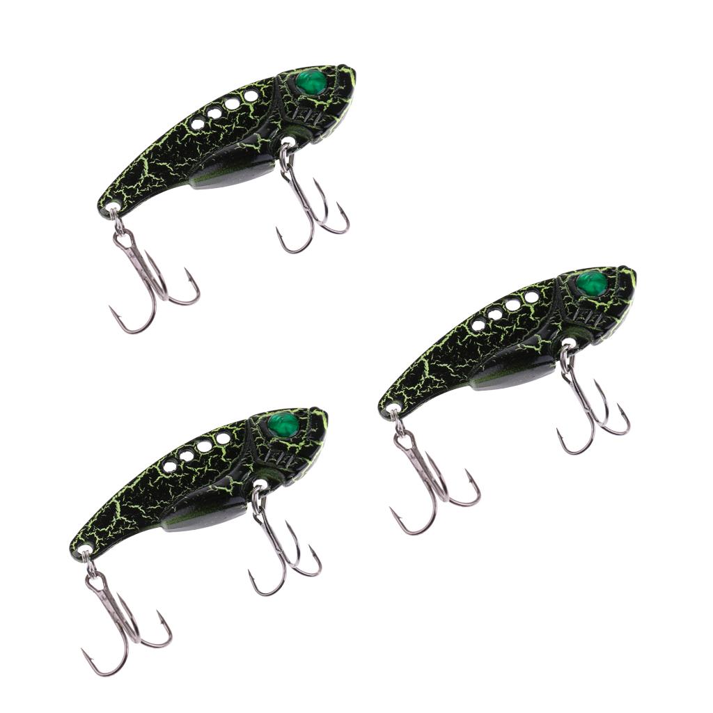 3PCs Fishing Lure Metal VIB Hard Bait Fishing Spoons Tackle Hooks Color D