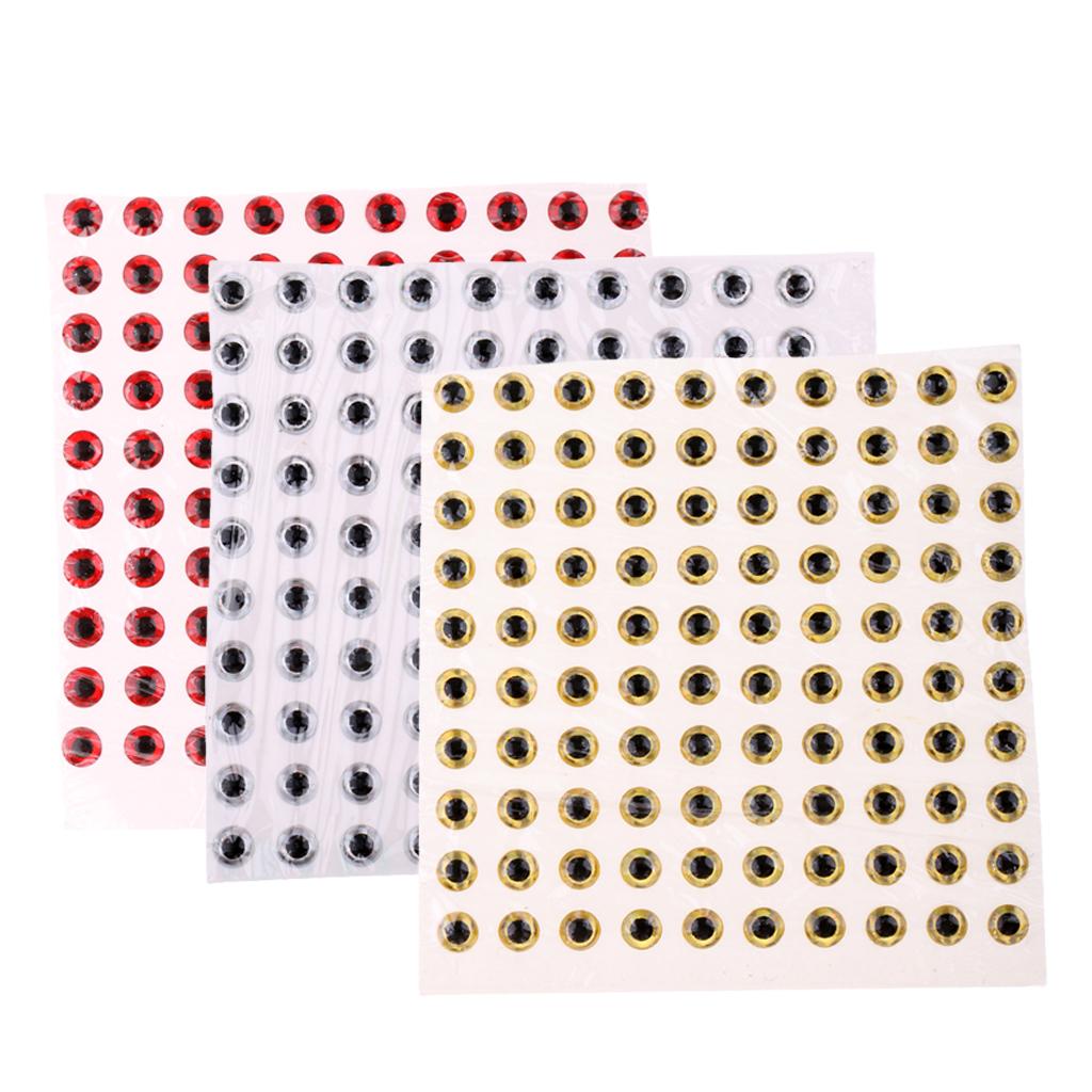 2x100pcs 4mm Eyes 3D Holographic Fishing Lure Eyes Fly Tying Red