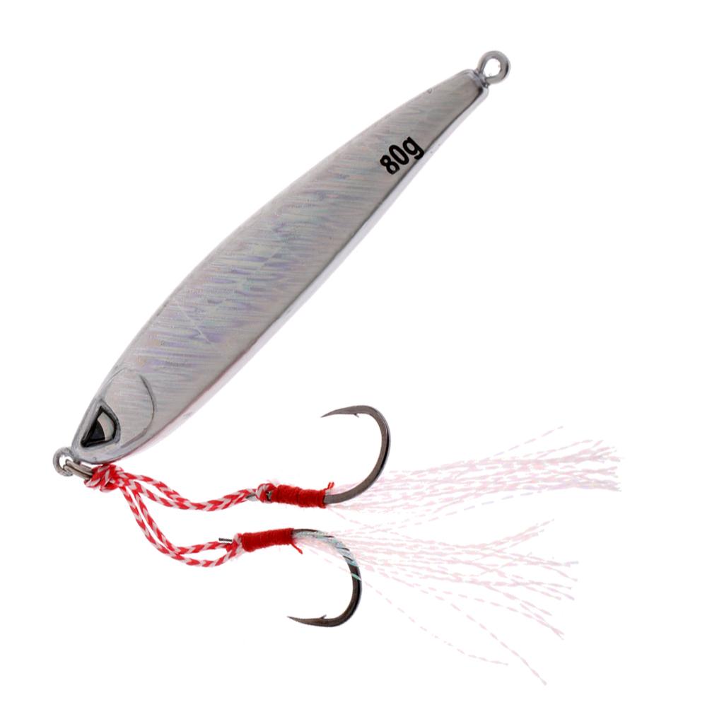 Fishing Lure Lead Fish Metal Jigging Wobbler Crankbaits Bass Baits 80g White