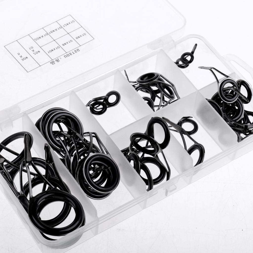 75Pcs Stainless Steel Fishing Rod Guides Ring Rod Repair Kit DIY Eye Rings