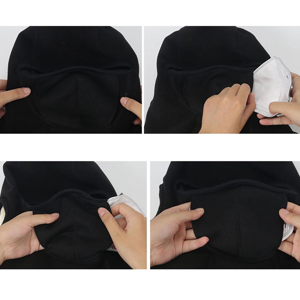 Winter Cycling Full Face Mask Windproof Skiing Fleece Warm Hood Scarf Gray