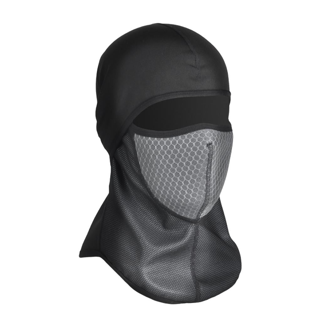 Winter Cycling Full Face Mask Windproof Skiing Fleece Warm Hood Scarf Gray