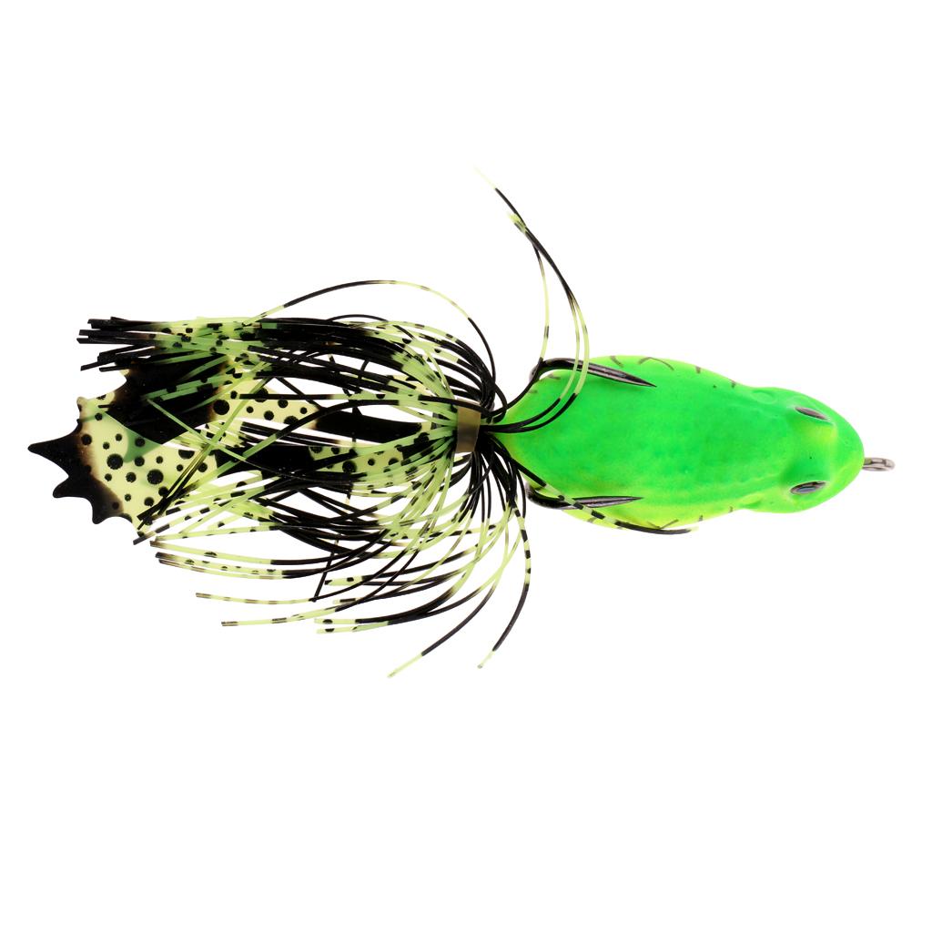 Frog Fishing Lures Soft Hook Baits Topwater Crankbait with Threads Skirts C1