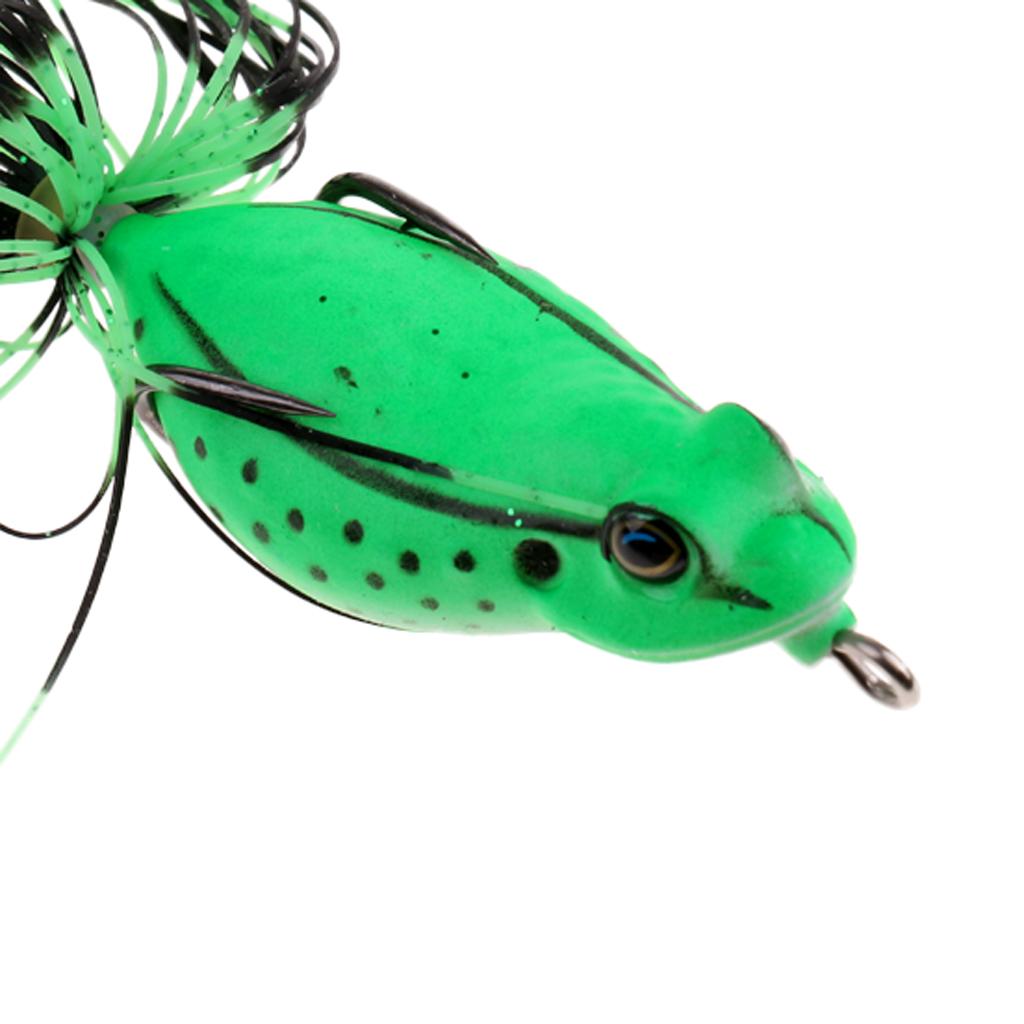 Frog Fishing Lures Soft Hook Baits Topwater Crankbait with Threads Skirts C6