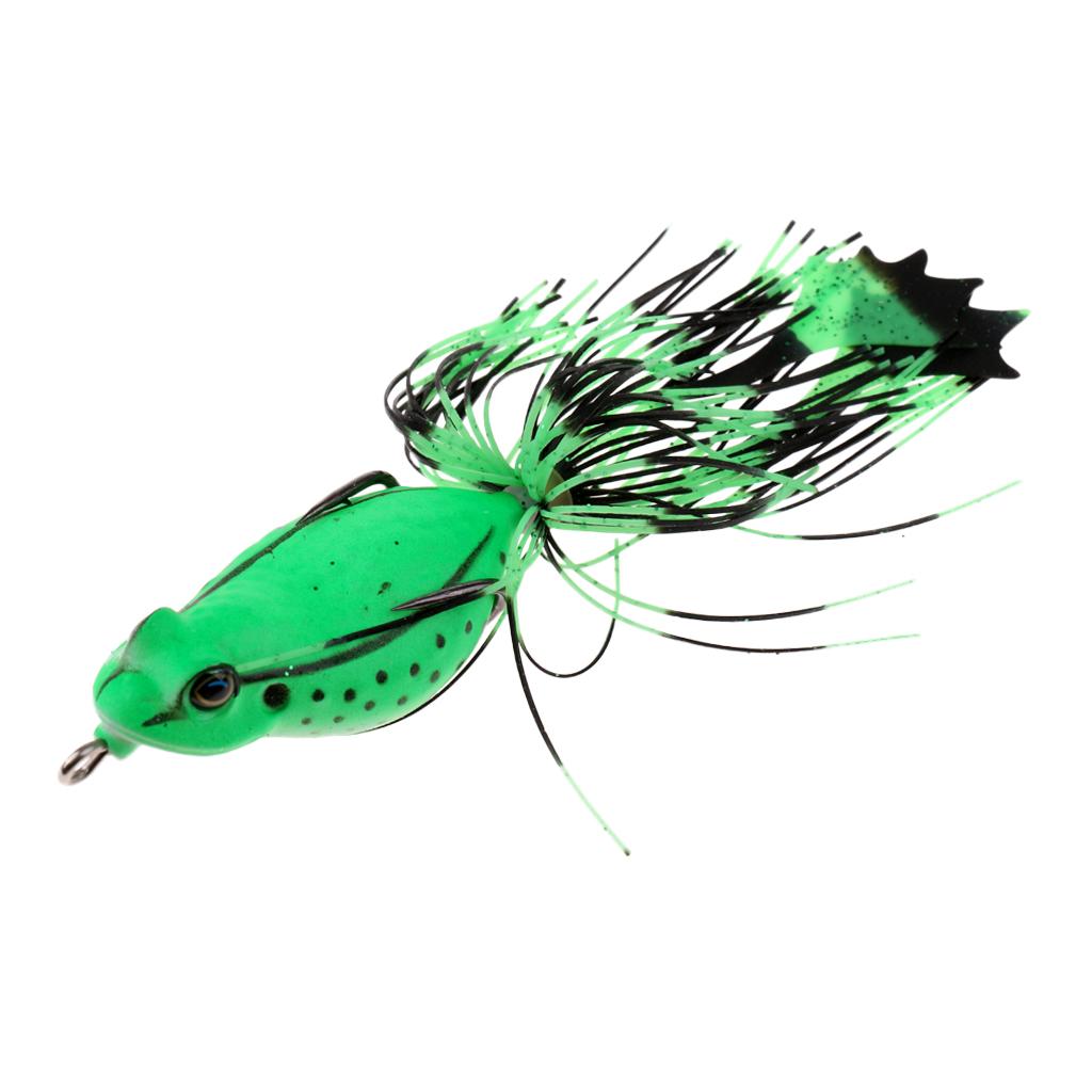 Frog Fishing Lures Soft Hook Baits Topwater Crankbait with Threads Skirts C6