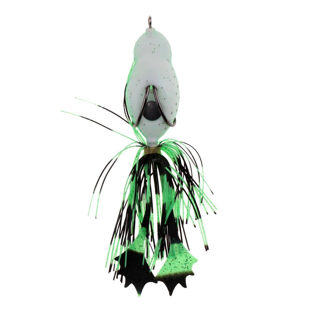 Frog Fishing Lures Soft Hook Baits Topwater Crankbait with Threads Skirts C6