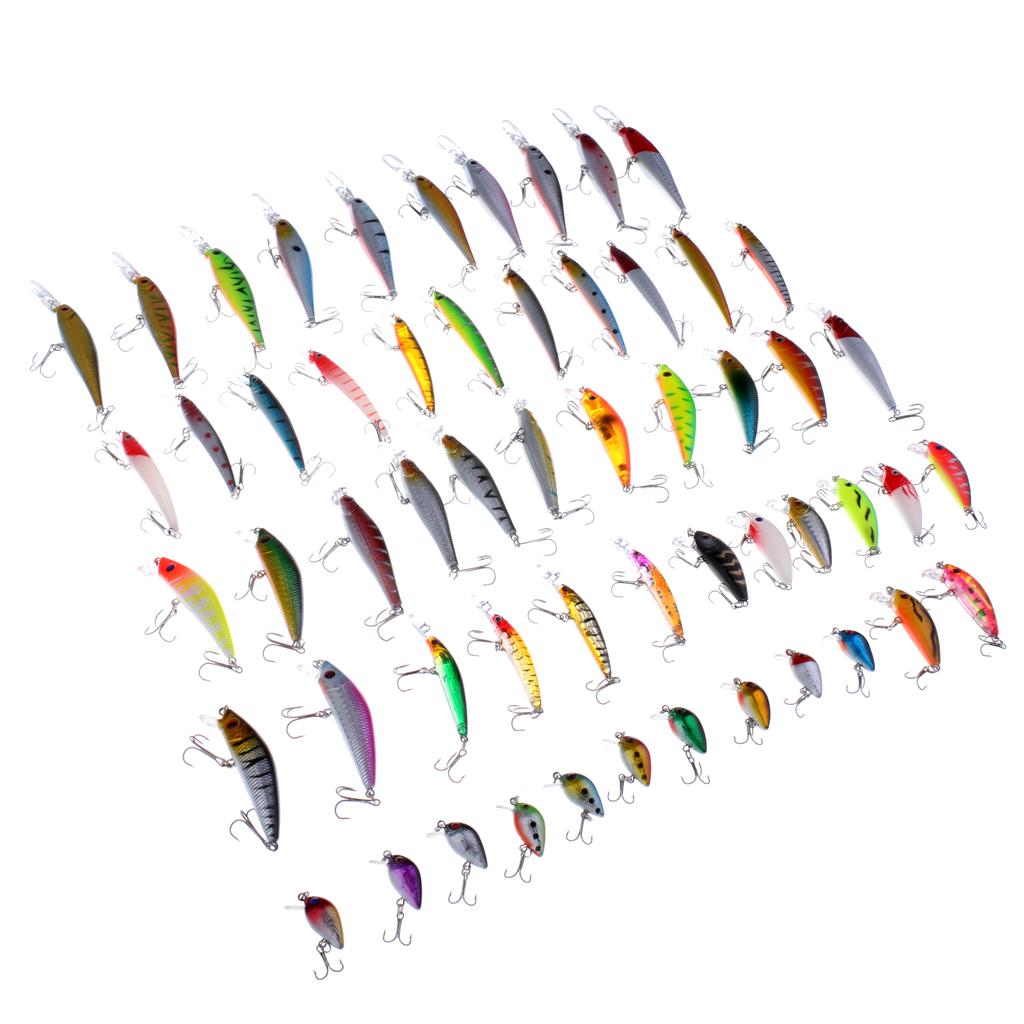56pcs Fishing Wobblers Mixed 8 Models Fishing Lures Hard Baits Minnow Lure