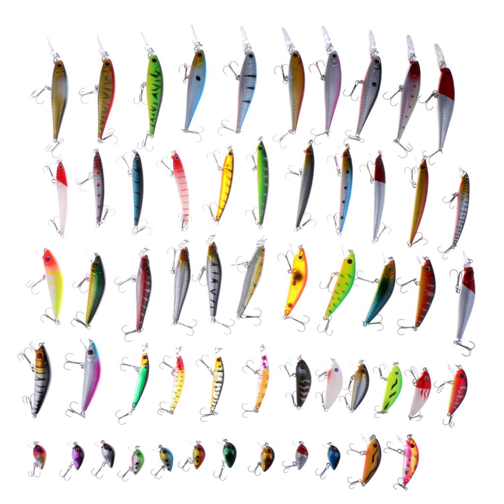 56pcs Fishing Wobblers Mixed 8 Models Fishing Lures Hard Baits Minnow Lure