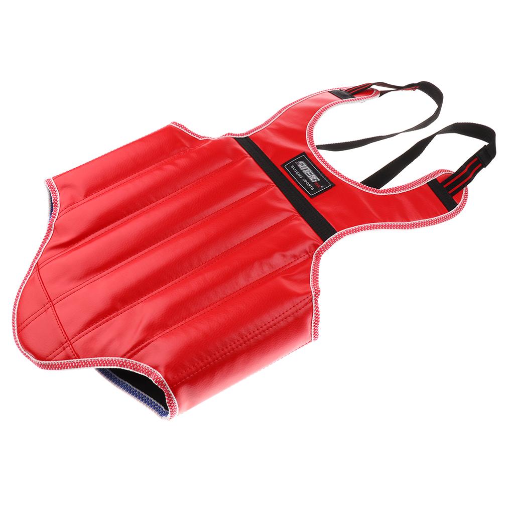 PU Boxing Protective Gear Set Shin Leg Chest Guard Helmet Groin Guard Red