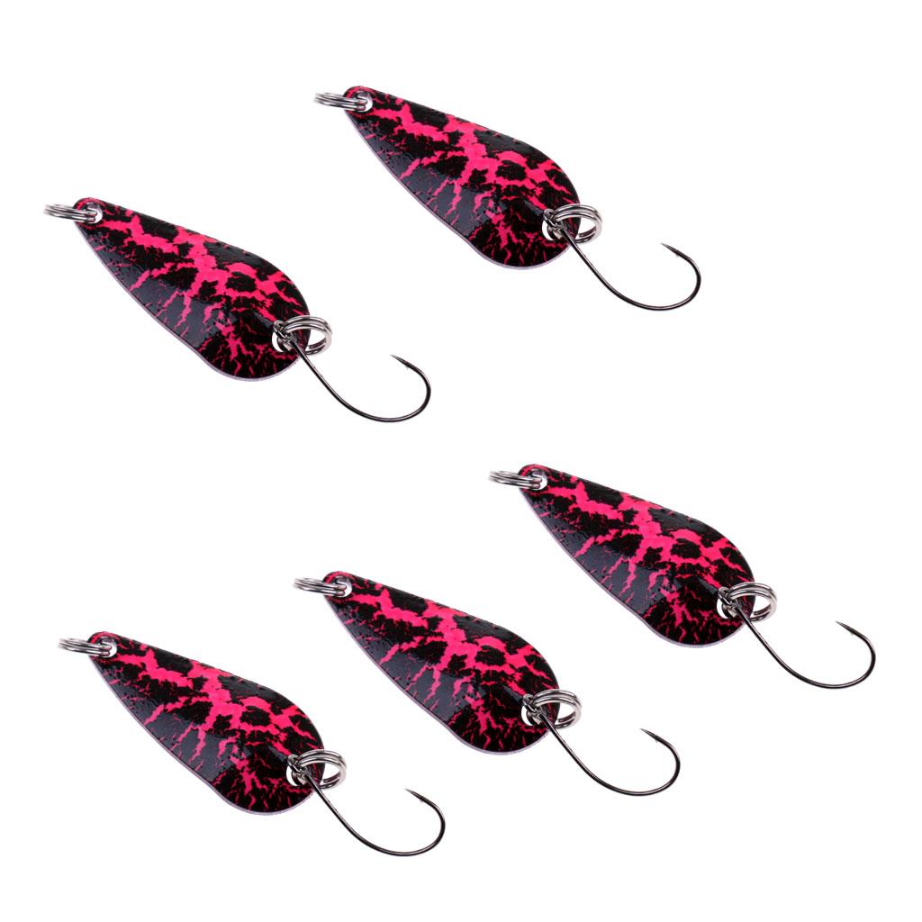 5Pcs Fishing Lures Set Copper Spoon Sequins Metal Lures Hard Baits Color 3