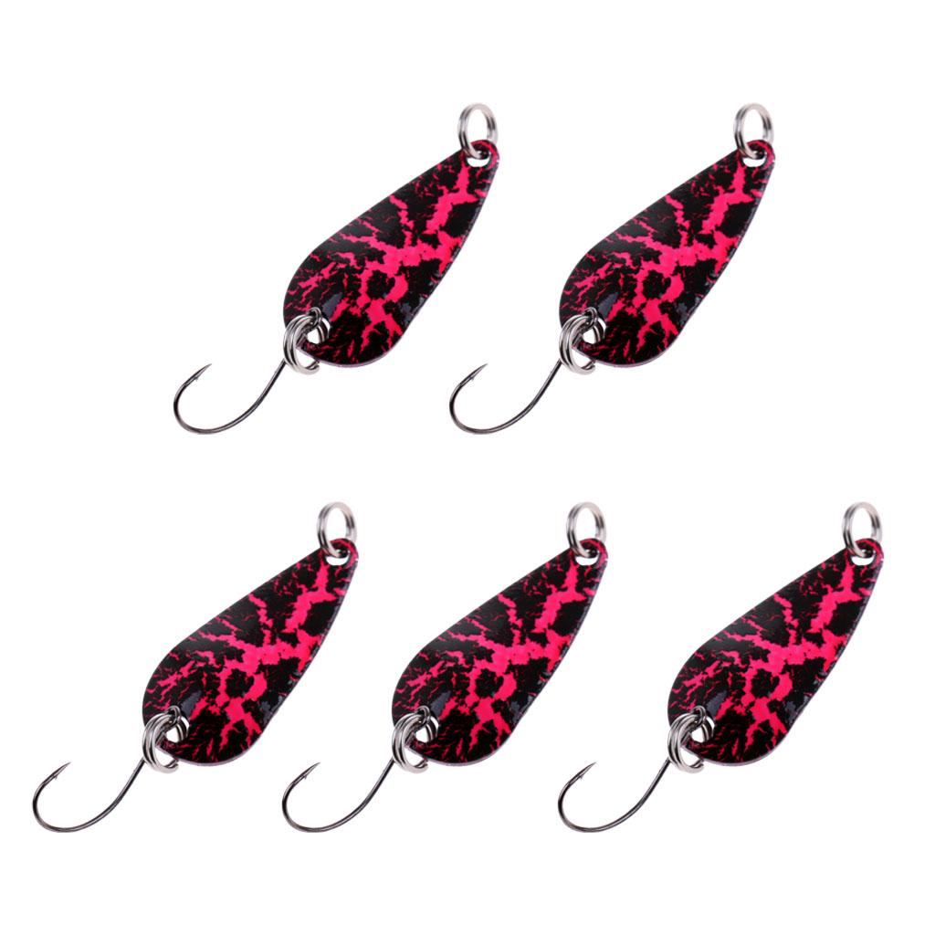 5Pcs Fishing Lures Set Copper Spoon Sequins Metal Lures Hard Baits Color 3