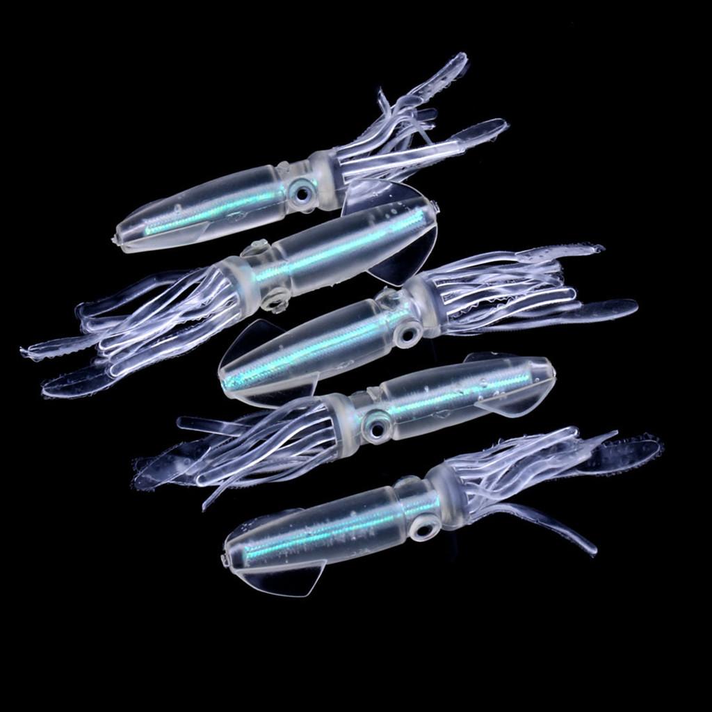 5pcs Luminous Soft Baits Squid Octopus Skirts Fishing Lure Colourful Tube