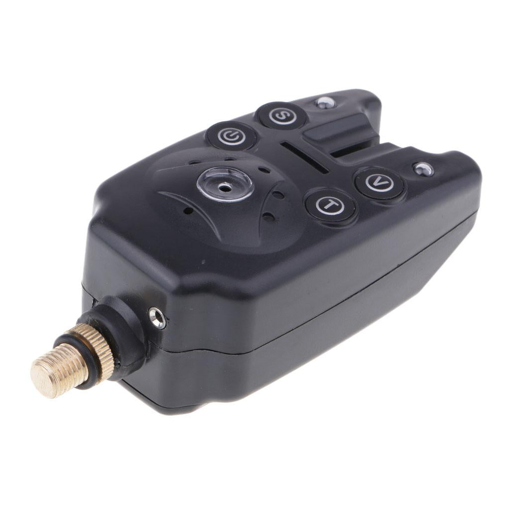 Fishing Bite Alarm Indicator Sound Light Alert Fishing Rod Holder Black