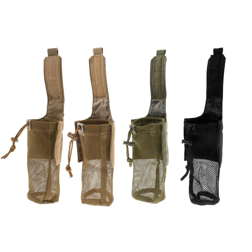 Outdoor Foldable Mesh Water Bottle Carrier Drinking Pouch Bag Holder Tan