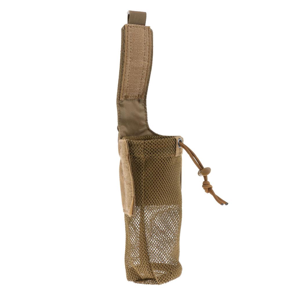 Outdoor Foldable Mesh Water Bottle Carrier Drinking Pouch Bag Holder Tan