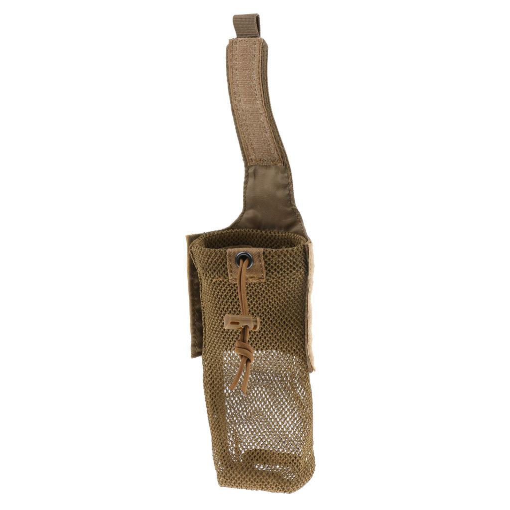Outdoor Foldable Mesh Water Bottle Carrier Drinking Pouch Bag Holder Tan