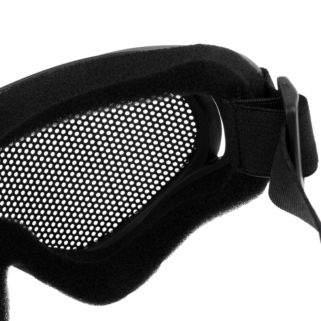 Tactical Safe Steel Mesh Goggles Shooting Glasses Eyes Protector Black