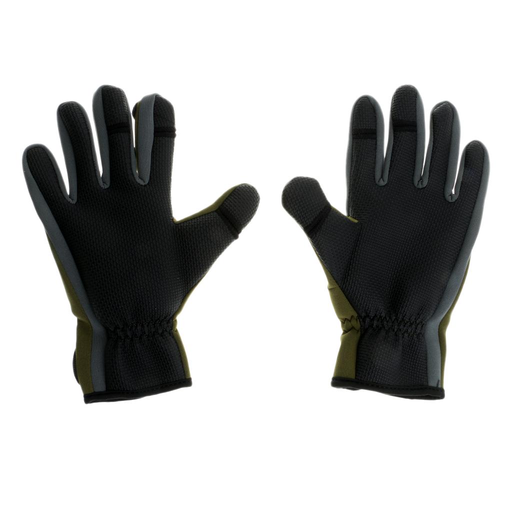 1 Pair Fishing Gloves Anti Slip Warm Cycling 3 Half-Finger Gloves M Green