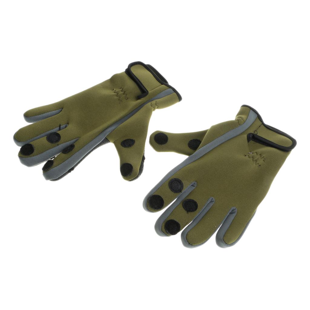 1 Pair Fishing Gloves Anti Slip Warm Cycling 3 Half-Finger Gloves M Green