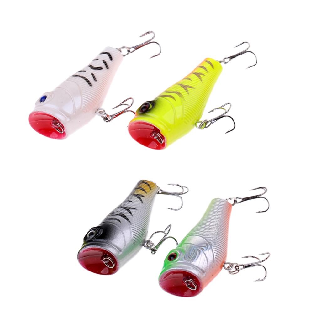4pcs Fishing lures Baits Floating Bass Crankbaits Popper Hard Lures Hooks