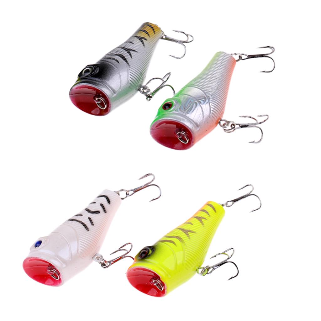 4pcs Fishing lures Baits Floating Bass Crankbaits Popper Hard Lures Hooks