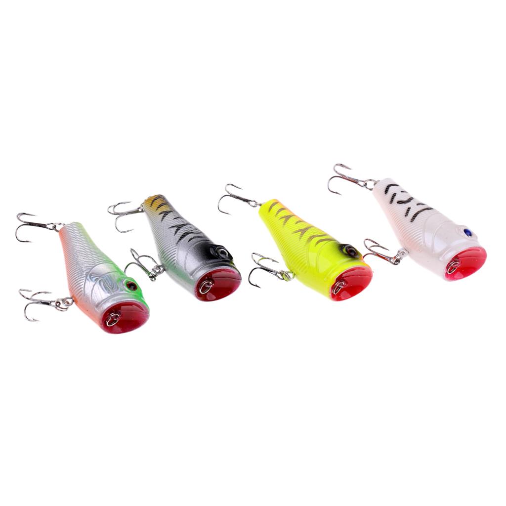 4pcs Fishing lures Baits Floating Bass Crankbaits Popper Hard Lures Hooks