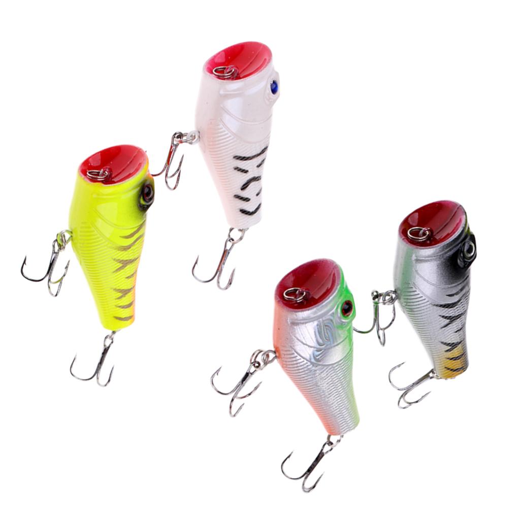 4pcs Fishing lures Baits Floating Bass Crankbaits Popper Hard Lures Hooks