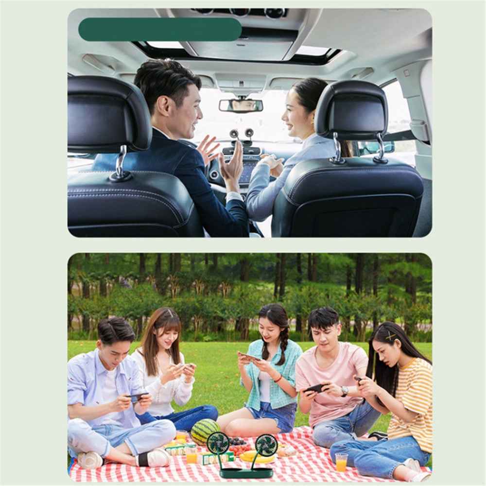 Universal Car Cooling Fan USB Dual Head Dashboard Fan 360-degree Rotatable 3 Speed Fans for SUV RV Boat Auto Vehicles - Black / Silver