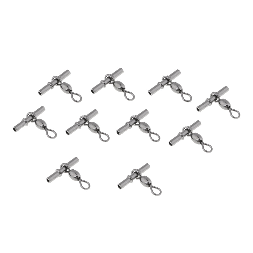 10pcs Fishing Crimp Swivel Cross-line Crane Swivel Tackle Connector 5