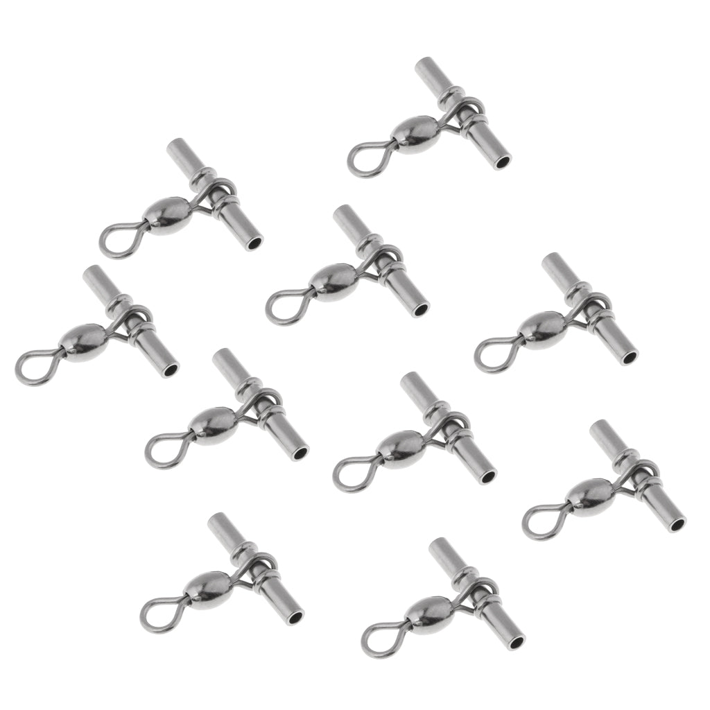 10pcs Fishing Crimp Swivel Cross-line Crane Swivel Tackle Connector 5