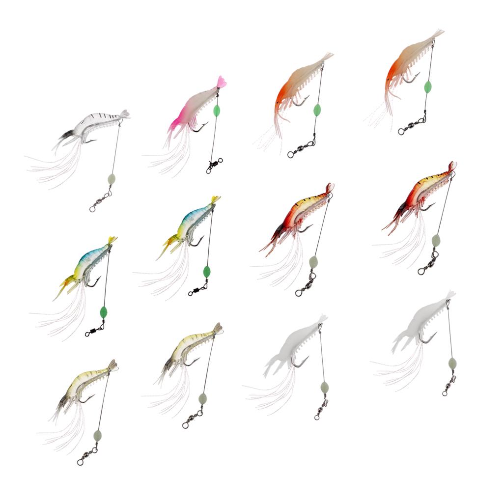 8cm Shrimp Fishing Simulation Luminous Bead Soft Prawn Lure Hook Bait
