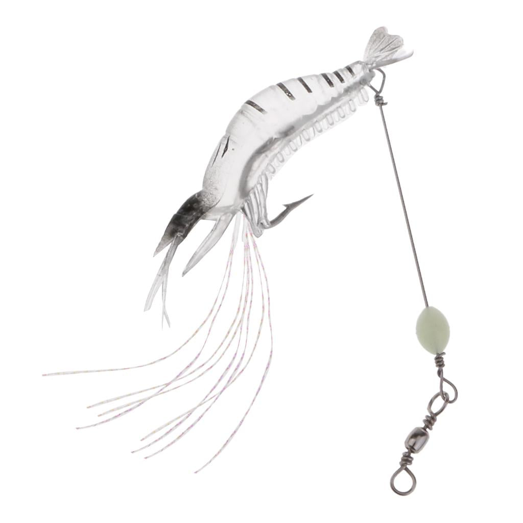 8cm Shrimp Fishing Simulation Luminous Bead Soft Prawn Lure Hook Bait