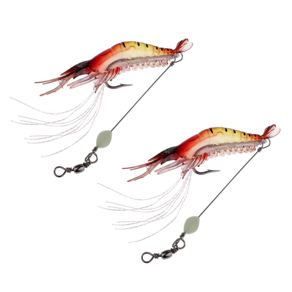 8cm Shrimp Fishing Simulation Luminous Bead Soft Prawn Lure Hook Bait