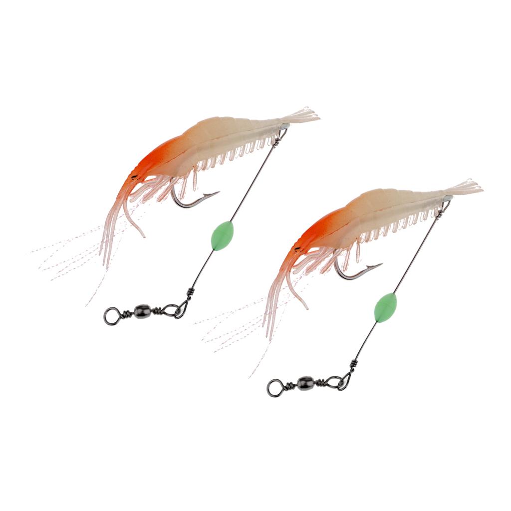 8cm Shrimp Fishing Simulation Luminous Bead Soft Prawn Lure Hook Bait