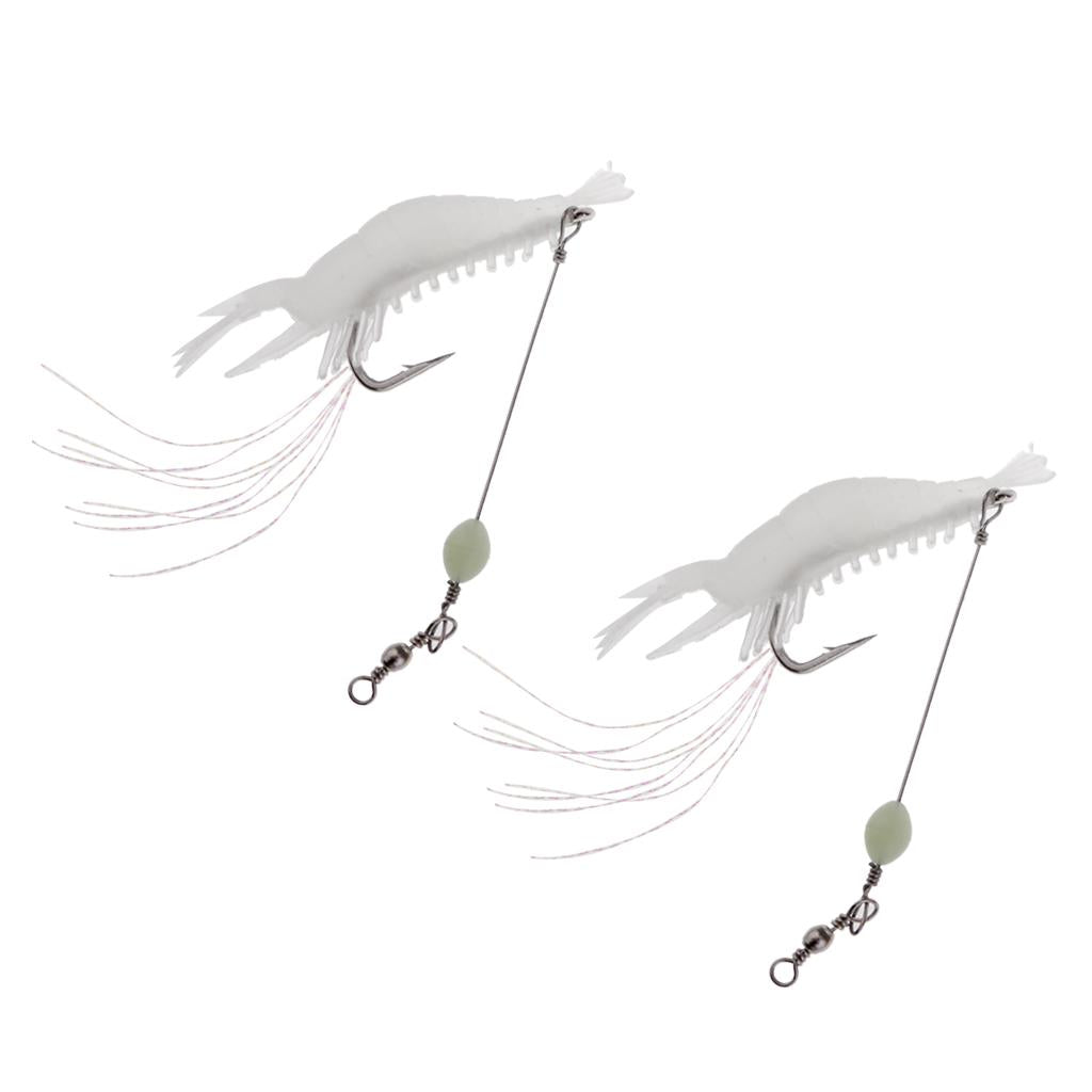 8cm Shrimp Fishing Simulation Luminous Bead Soft Prawn Lure Hook Bait