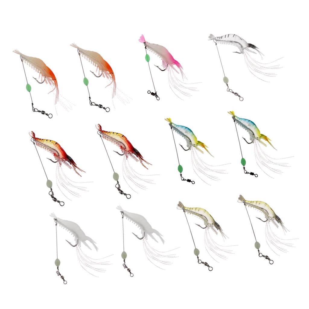 8cm Shrimp Fishing Simulation Luminous Bead Soft Prawn Lure Hook Bait