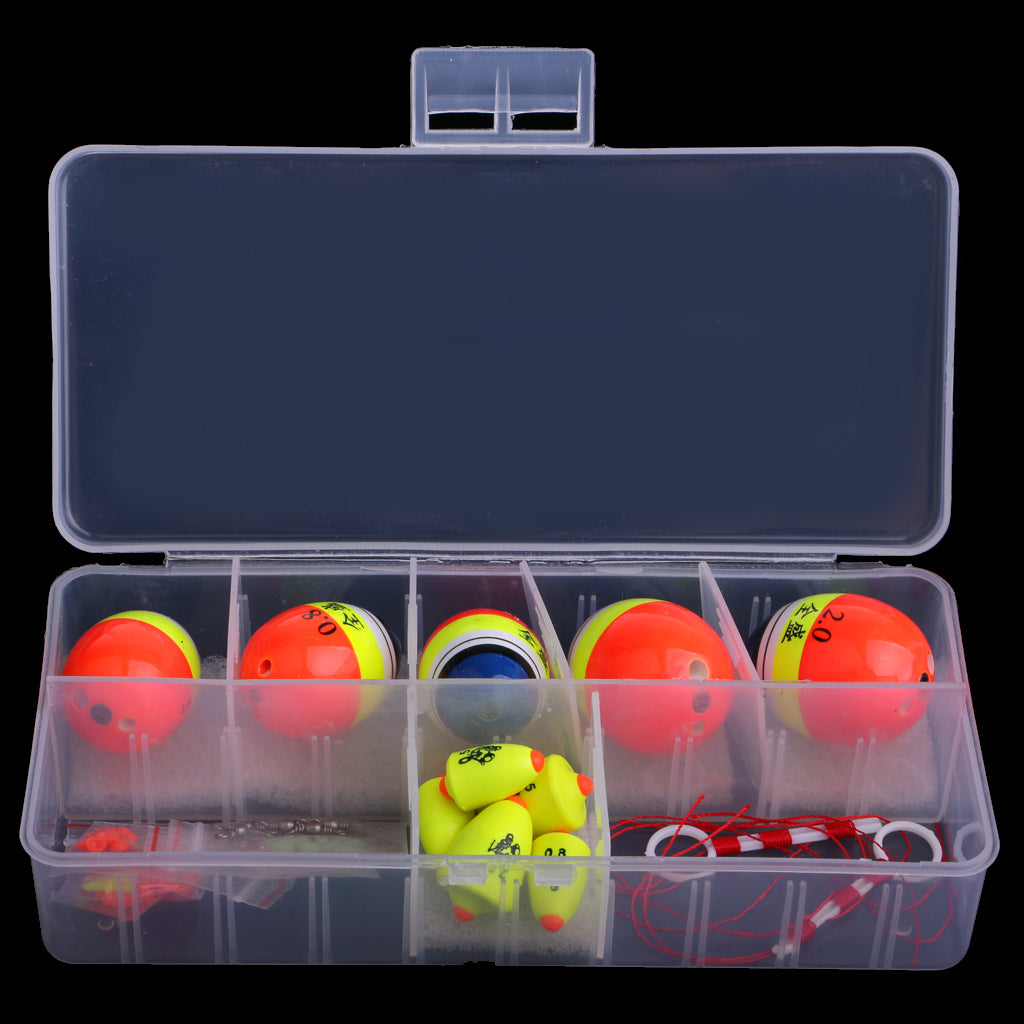 Set of Fishing Lure Floats Bobbers Fish Drift Buoy Beads Swivel with Box