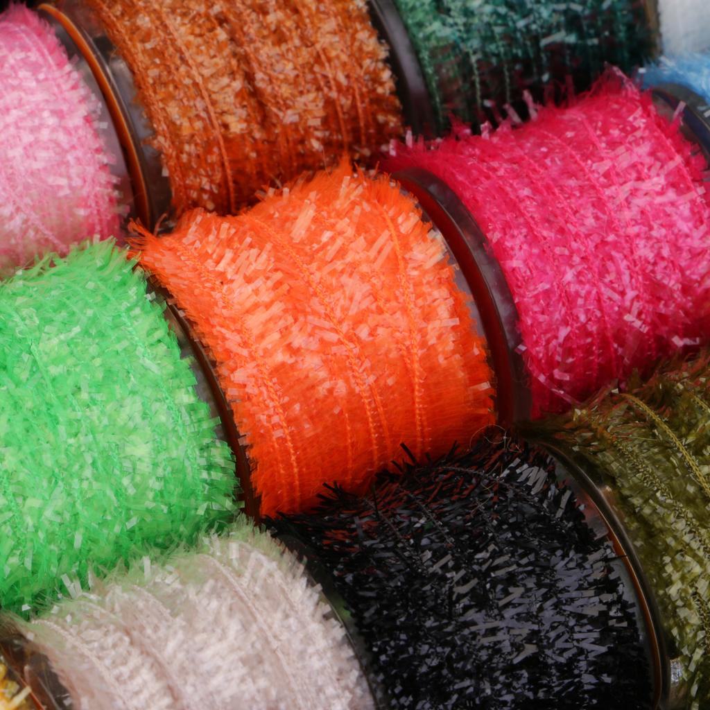15 Rolls Fly Fishing Tinsel Chenille Crystal Flash Line Fly Tying Materials