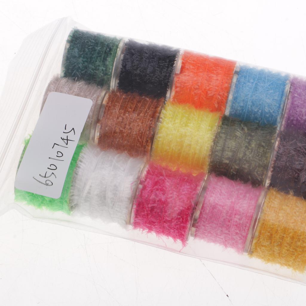15 Rolls Fly Fishing Tinsel Chenille Crystal Flash Line Fly Tying Materials