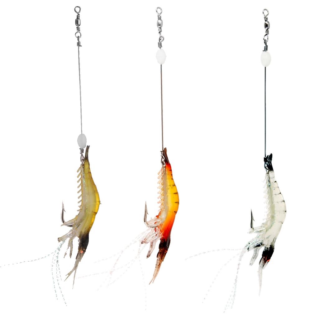 3Pcs Soft Shrimp Fishing Lures with Hook Mixed Color Sea Fishing Crank baits