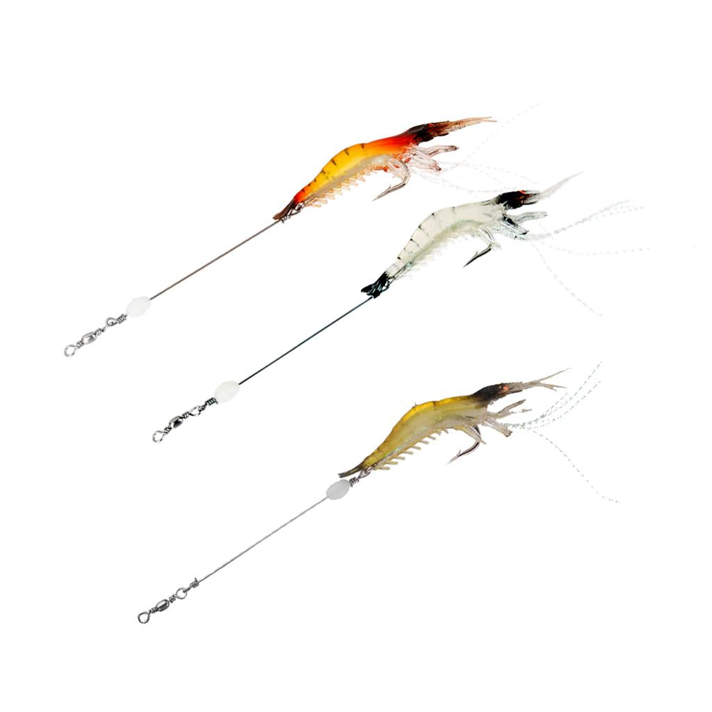 3Pcs Soft Shrimp Fishing Lures with Hook Mixed Color Sea Fishing Crank baits