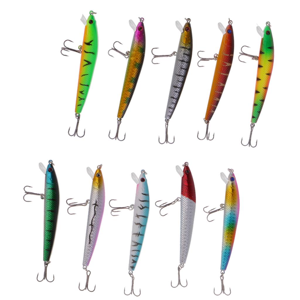 10pcs Fishing Lure Minnow Lure Minnow Baits Tackle Anchor Hook 9.5CM/8.5G