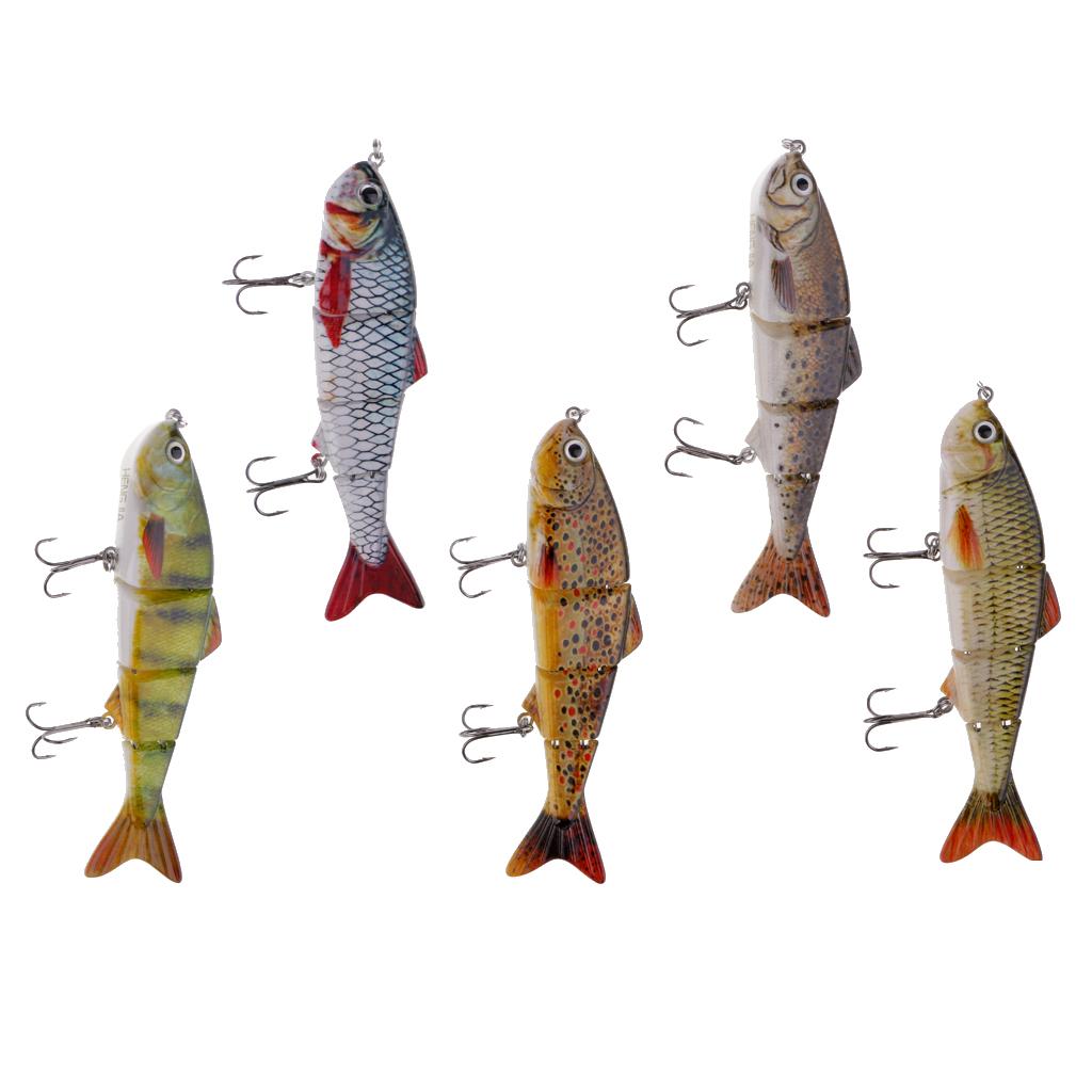 5pcs Multi Jointed Bass Striper Crappie Fishing Bait Swimbait Lure Life-like