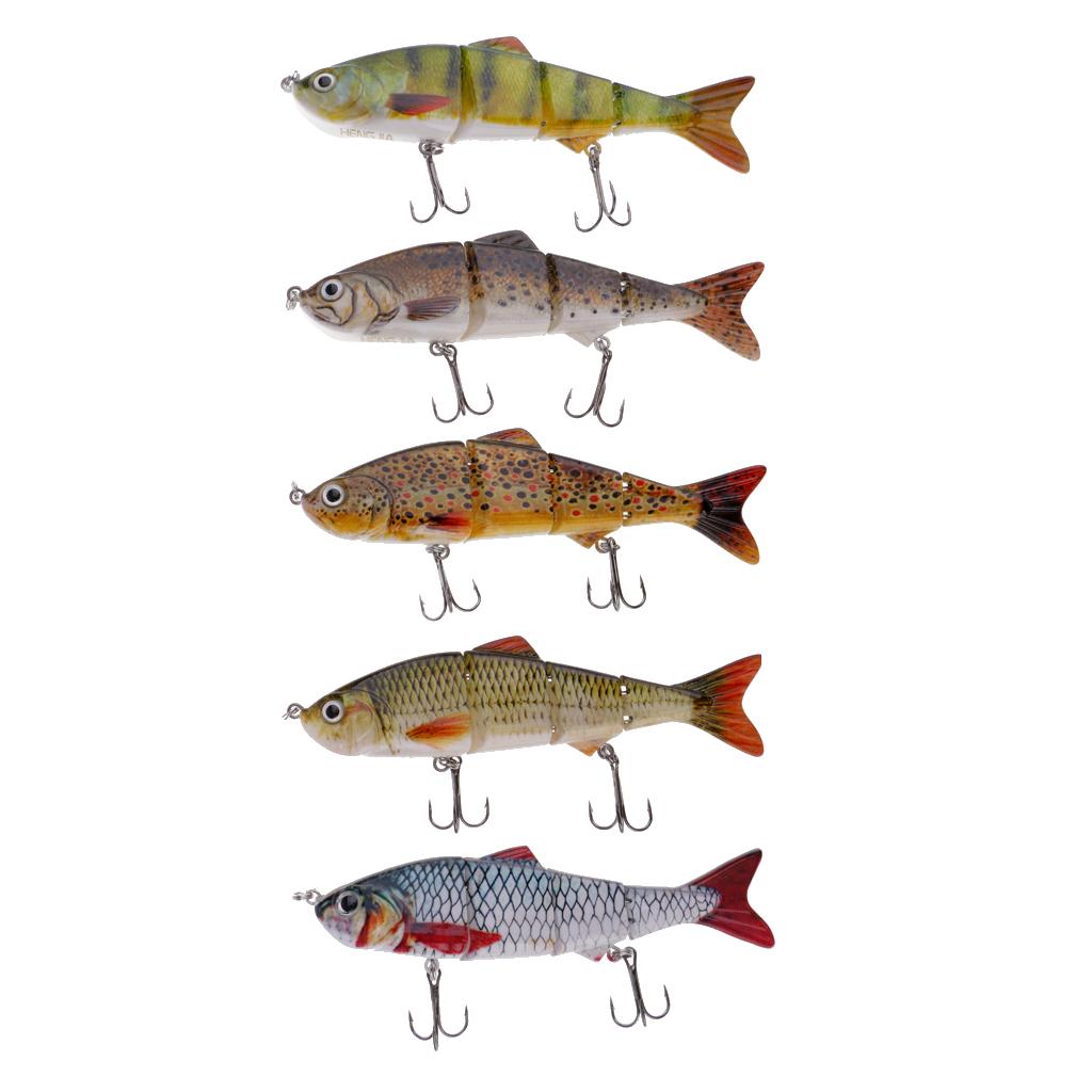 5pcs Multi Jointed Bass Striper Crappie Fishing Bait Swimbait Lure Life-like