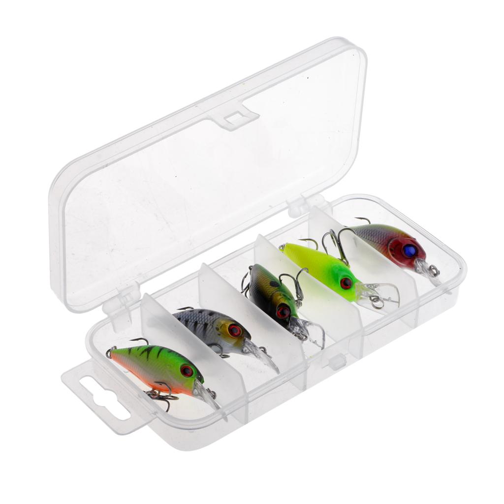 5Pcs Plactic Crank Lure Crank Baits Deep Swim Hard Fishing Tackle 5cm/4.2g