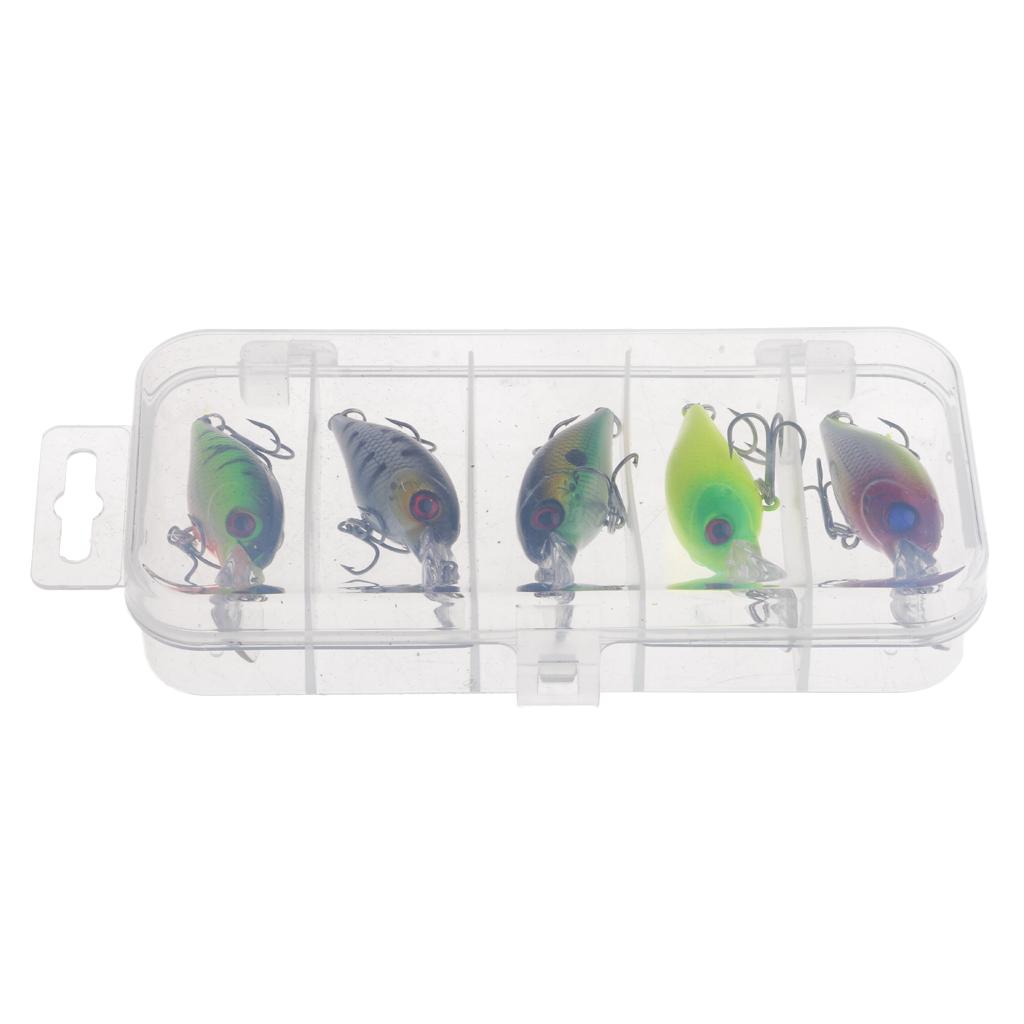 5Pcs Plactic Crank Lure Crank Baits Deep Swim Hard Fishing Tackle 5cm/4.2g