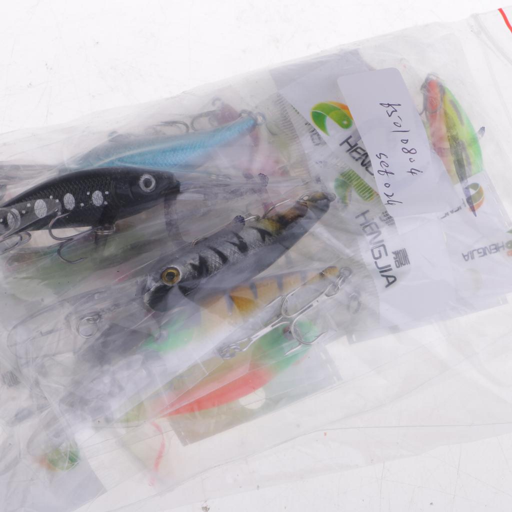 24pcs Mixed Fishing Lure Kit 3 Style Minnow Fishing Wobblers Hard Crank bait