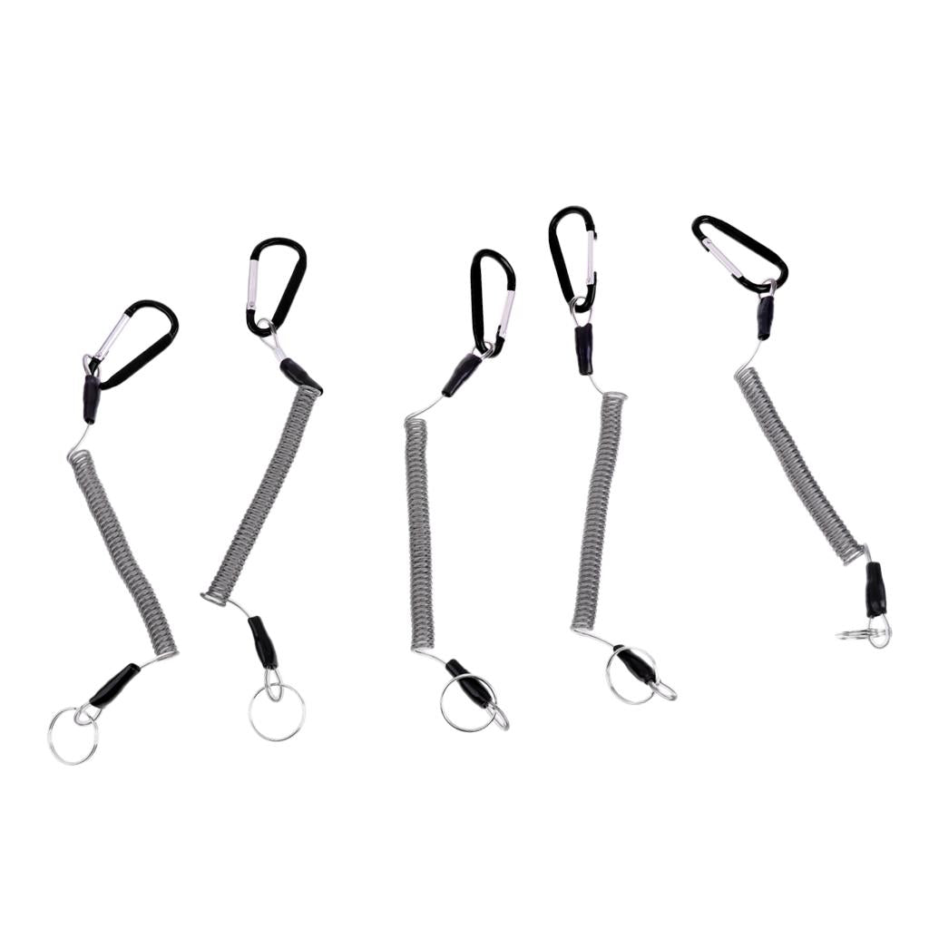 Fishing Lanyard Safety Rope Wire Steel for Securing Pliers, Lip Grips Black