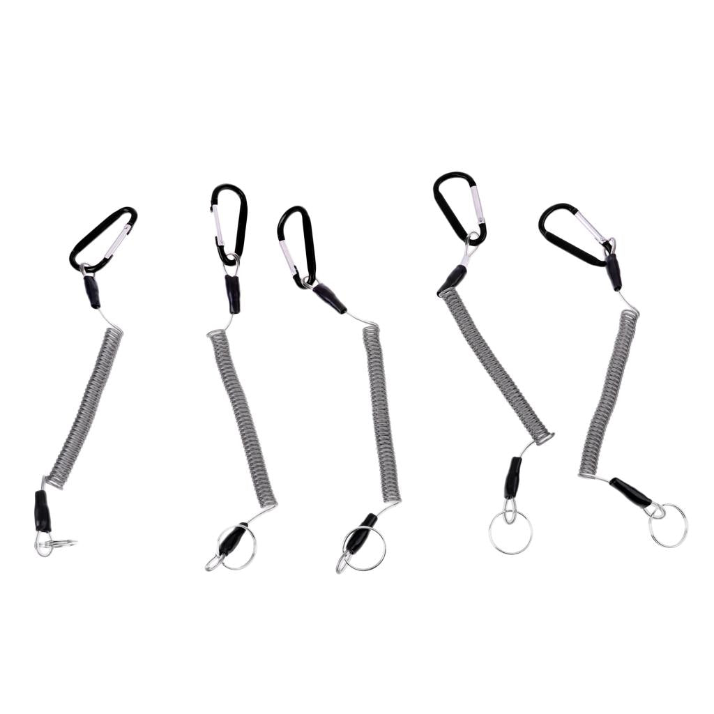 Fishing Lanyard Safety Rope Wire Steel for Securing Pliers, Lip Grips Black