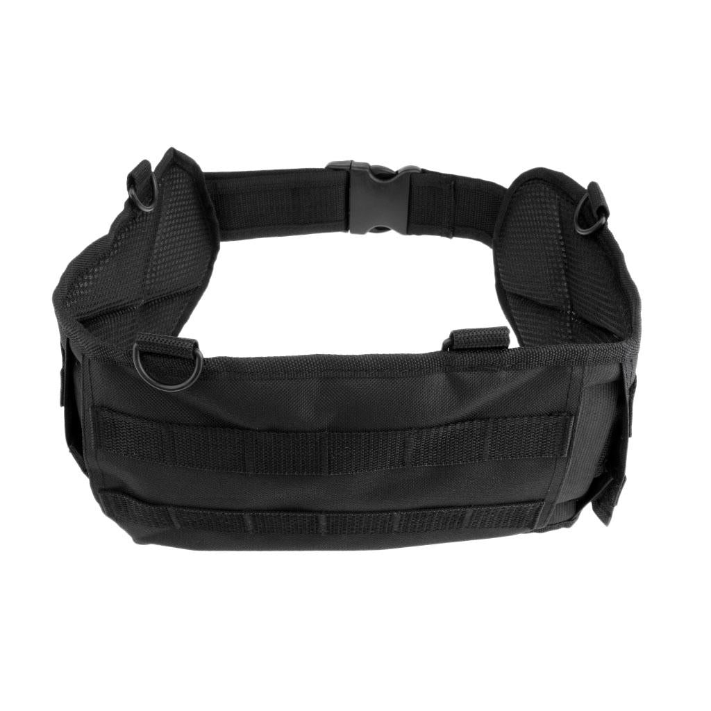 Tactical Battle Molle Belt Webbing Combat Waist Padded Belt Black